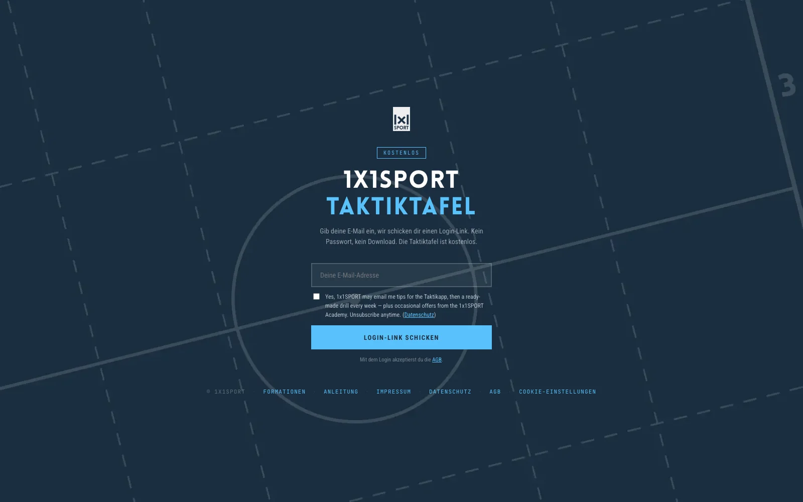 Taktikapp sign-in: enter email address and send login link