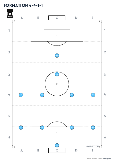 Vorschau: 4-4-1-1 Formation als PDF (DIN A4)