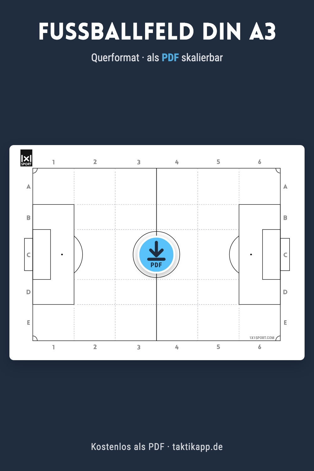 Fußballfeld DIN A3 zum Ausdrucken – Querformat als PDF