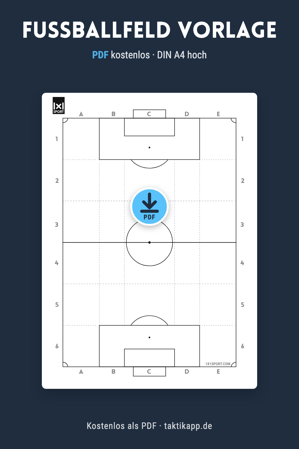 Fußballfeld Vorlage als PDF – kostenlos zum Ausdrucken (DIN A4)
