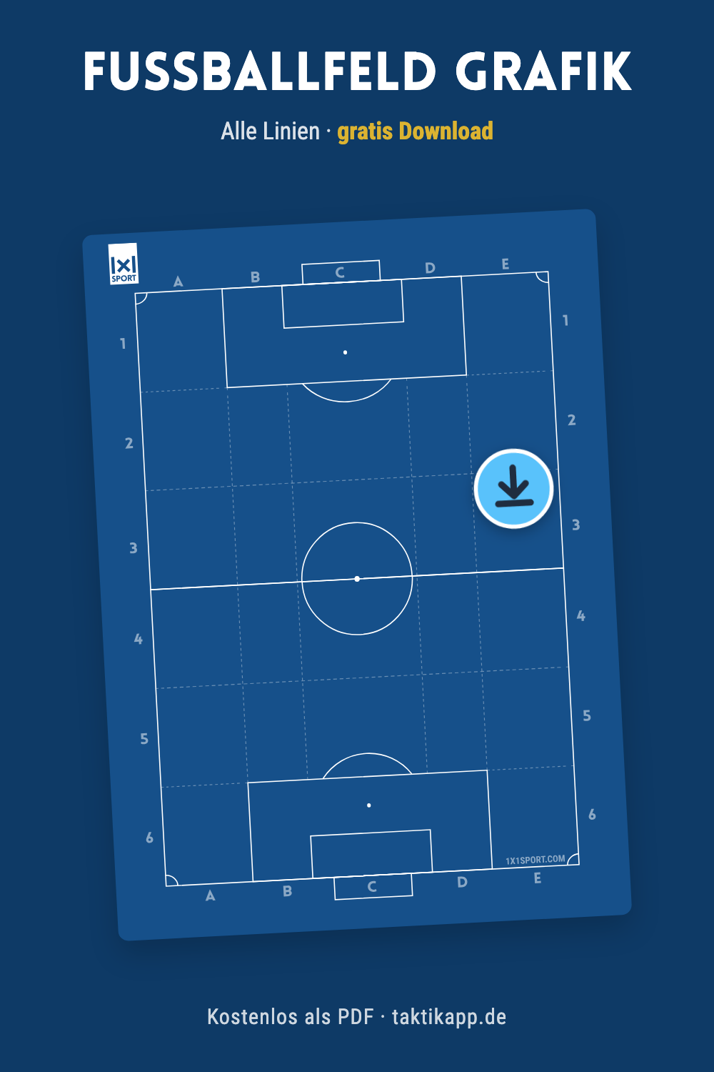 Fußballfeld Grafik mit allen Linien – gratis herunterladen