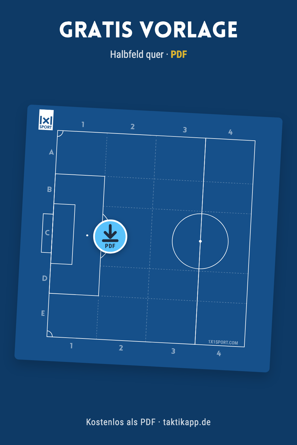 Fußballfeld kostenlos herunterladen – Halbfeld-Vorlage PDF