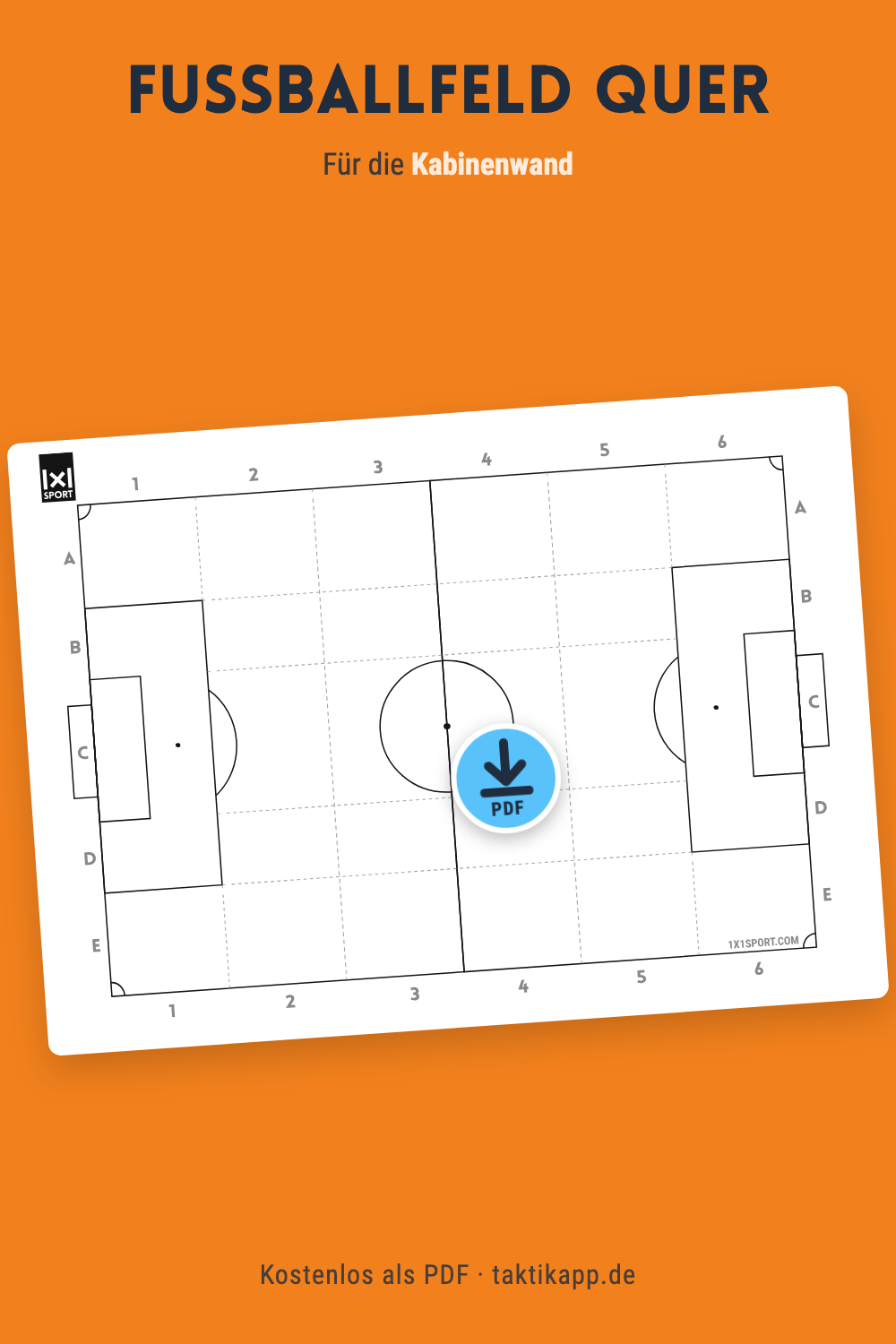 Fußballfeld im Querformat – Vorlage für die Kabine (PDF)