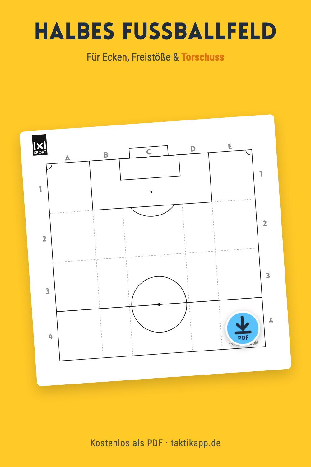 Halbes Fußballfeld als PDF – Vorlage für Standards